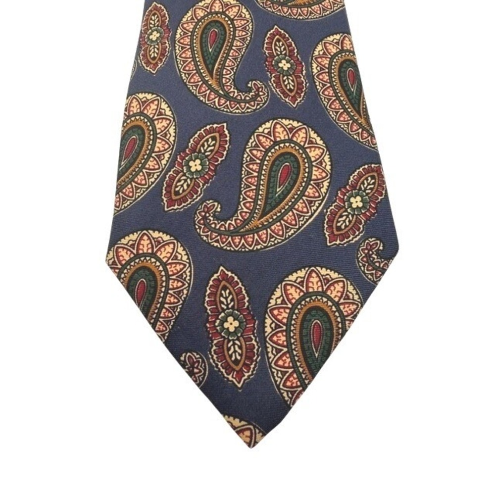 Vintage Richel de Luxe Mens Paisley Silk Tie Blue Red Gold Hand Made in Spain